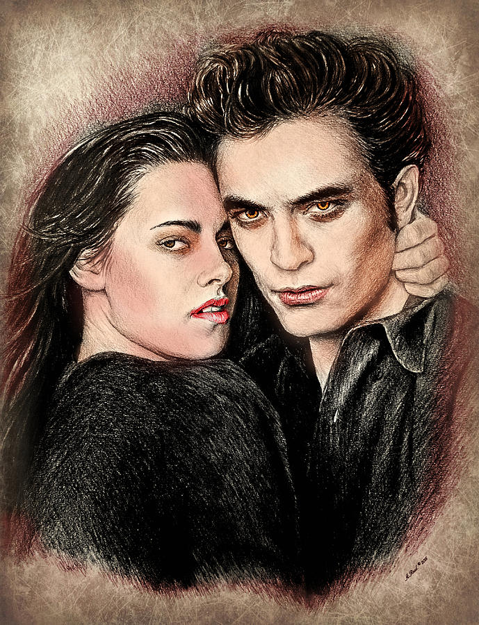Robert Pattinson Drawing - Twilight shadow edit by Andrew Read
