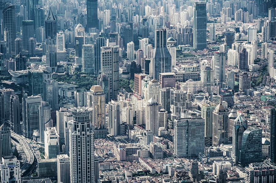 Twilight Shanghai city China aerial view Photograph by Artpics