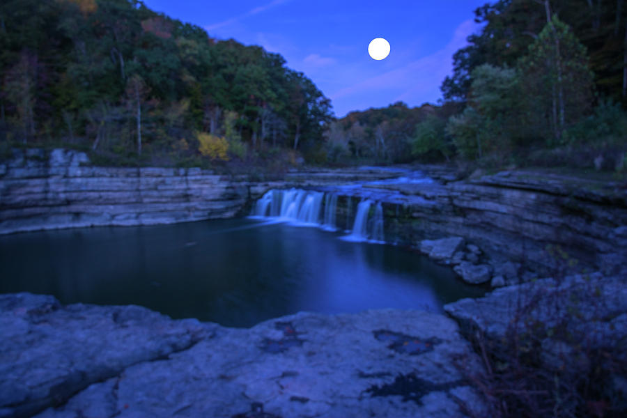 Twilight Super Moon Cataract Falls Photograph by Randall Branham