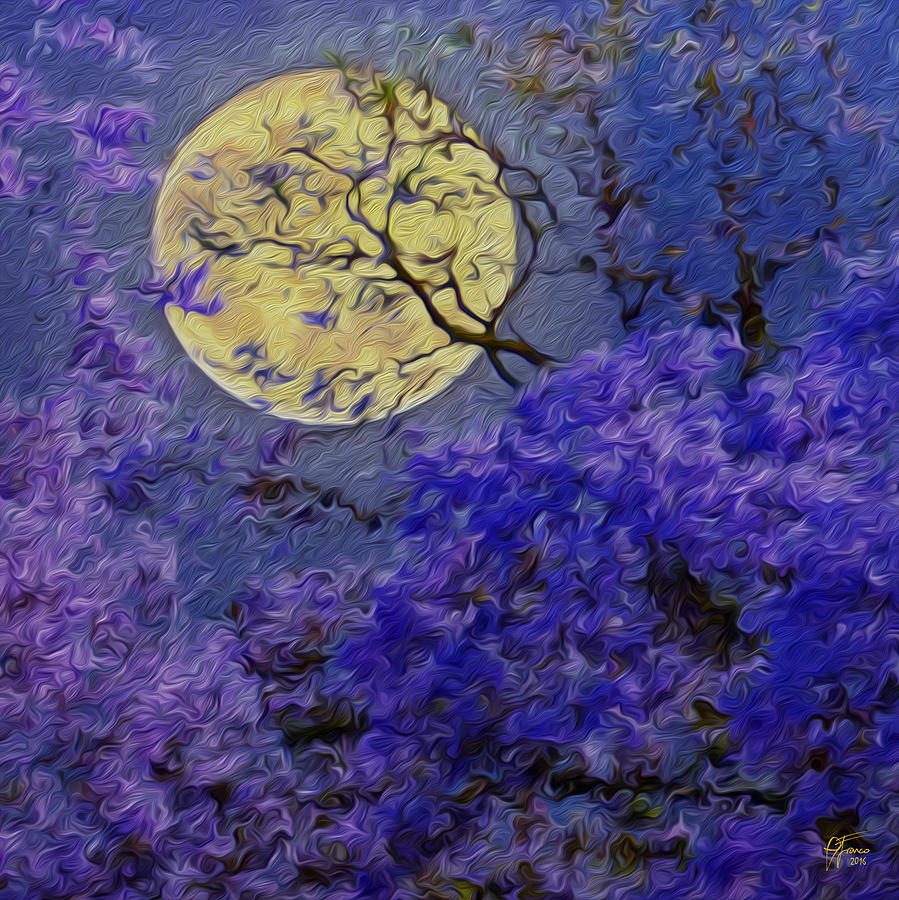 Twilight under Jacaranda trees Digital Art by Vincent Franco