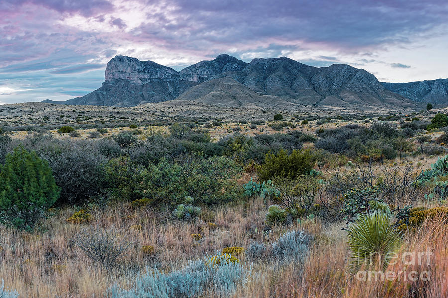 Twilight View Of El Capitan And Guadalupe Peak - Guadalupe Mountains National Park West Texas Photograph