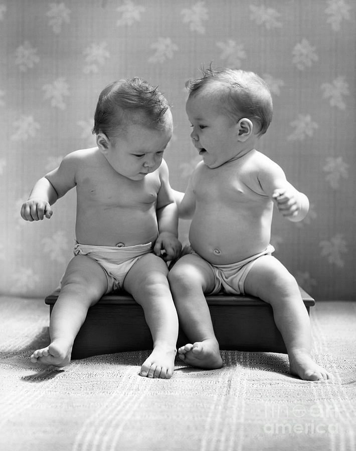Twin Babies, C.1930-40s Photograph by H. Armstrong Roberts/ClassicStock