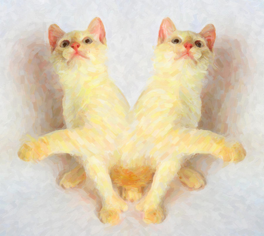 Twin Cats Painting by Prince Andre Faubert