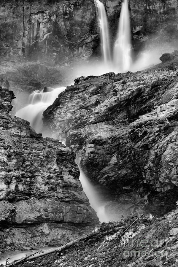 Twin Falls At Yoho Black And White Photograph by Adam Jewell