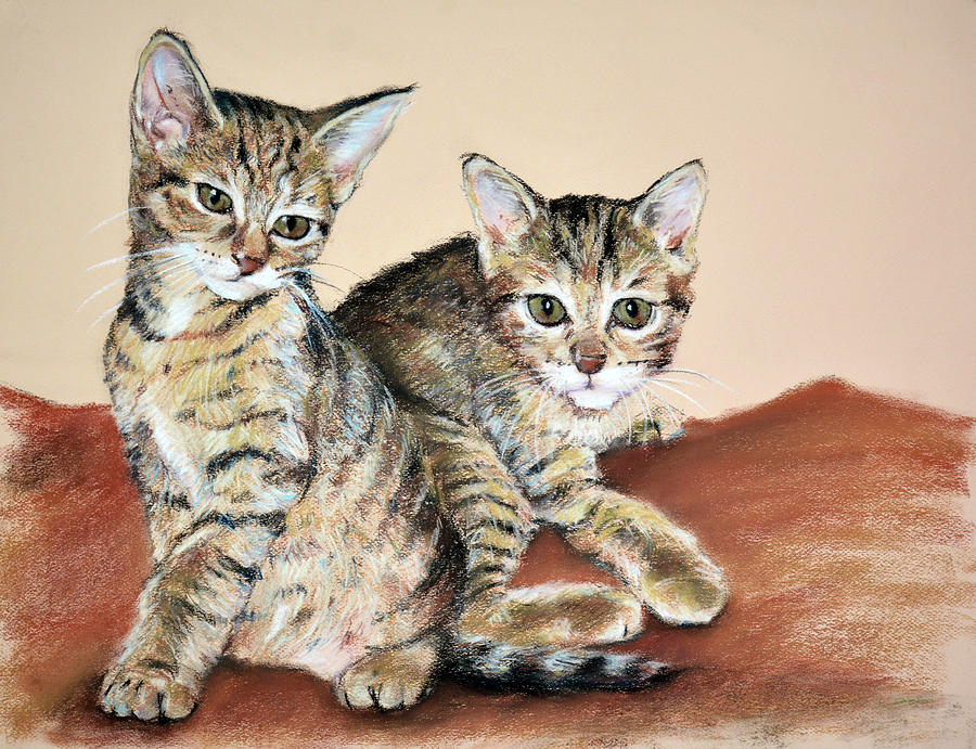 Twin Kittens Painting by Christopher Reid