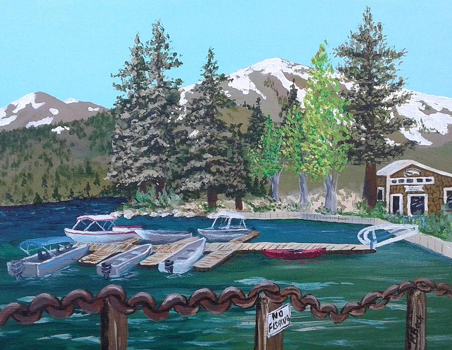 Twin Lakes Marina -First Lake Painting by Katherine Young-Beck