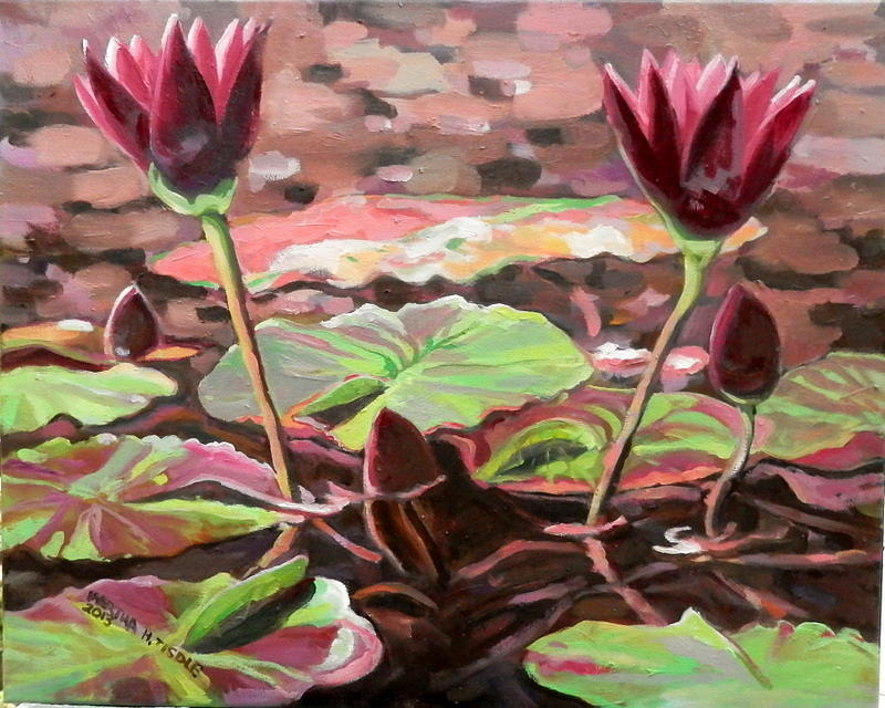 Twin Lily Blossoms Painting by Martha Tisdale