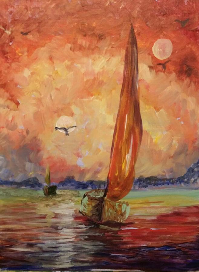 Twin Moons at Sunset by Pam Halliburton Twin Moons at Sunset by Pam Halliburton