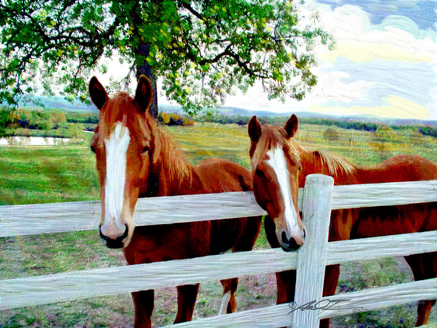 Twin Ponies Painting by Dale Turner