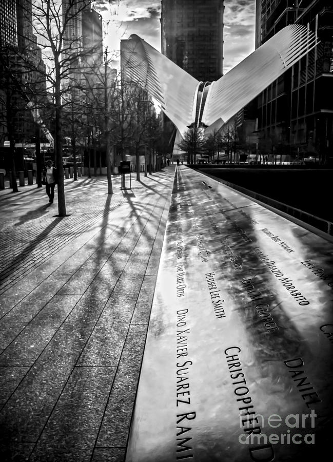 Twin Towers Memorial and the Oculus - BW Photograph by James Aiken