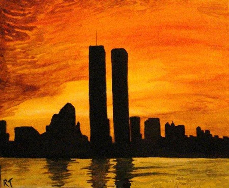 Twin Towers Silhouette Painting by Rita Tortorelli