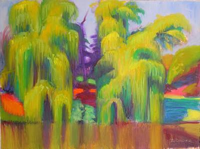 Summer Painting - Twin Willows Chicago Botanical Gardens by David Dozier
