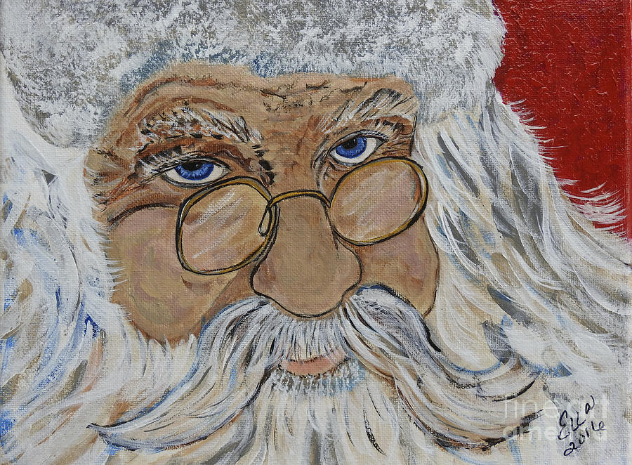 Twinkle In His Eye - Santa Painting by Ella Kaye Dickey