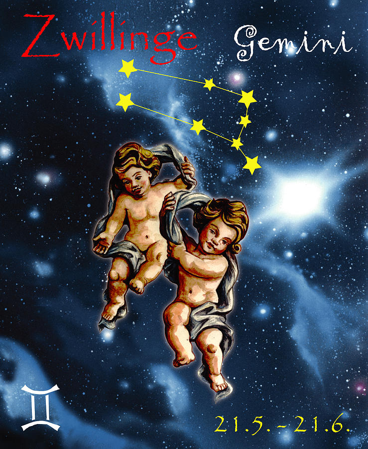 Horoscope Painting - Twins of heaven by Johannes Margreiter