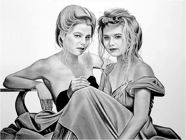 Portrait Drawing - Twins by Van Cordle