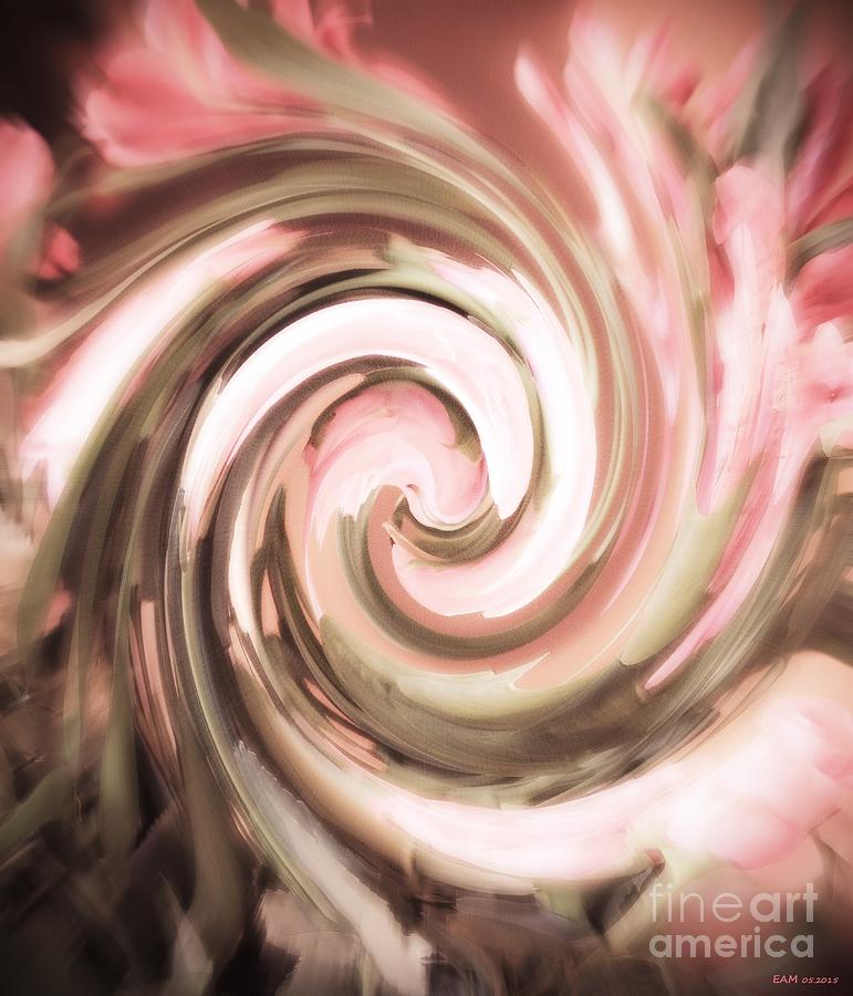 Twirl Lilies with Rose / soft pink smear  Digital Art by Elizabeth McTaggart