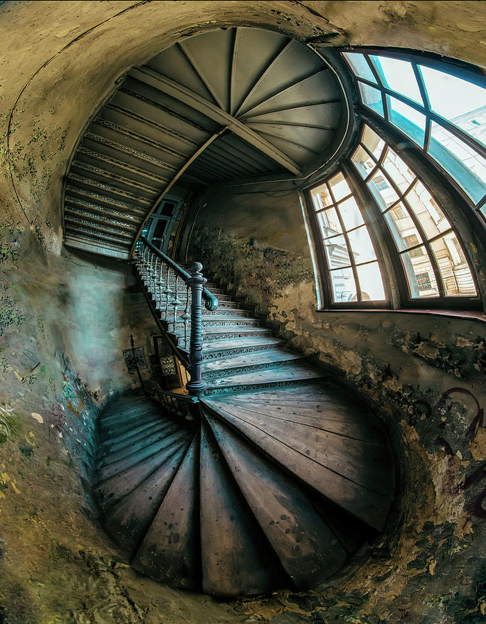 Twisted abandoned staircase Photograph by Jaroslaw Blaminsky