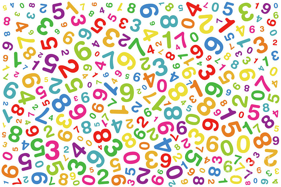 Twisted colored numbers on white background Digital Art by Peter Hermes