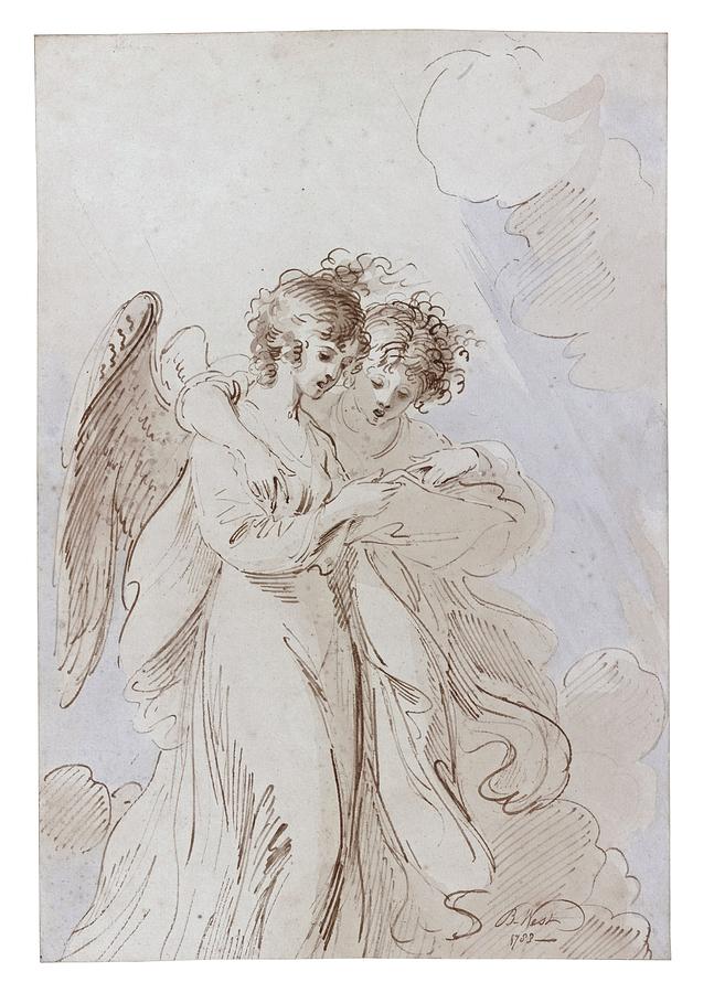 Benjamin West Painting - Two Angels Singing by MotionAge Designs
