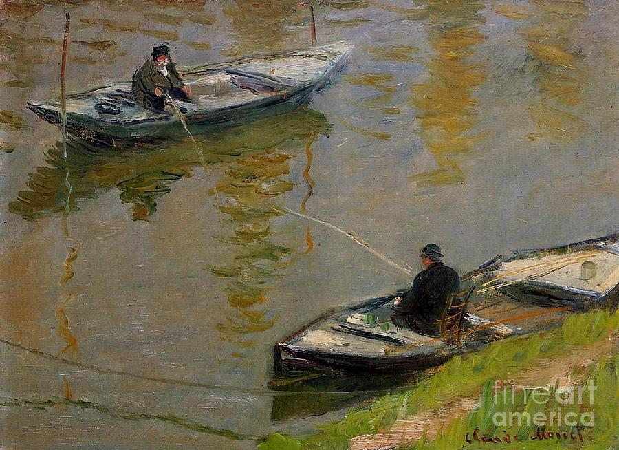 Claude Monet Painting - Two Anglers by Monet
