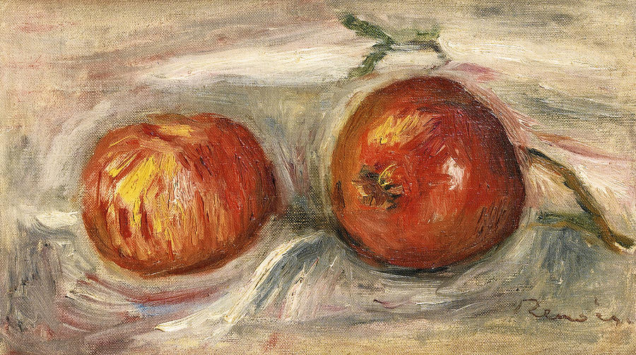 Two Apples Painting by Pierre-Auguste Renoir