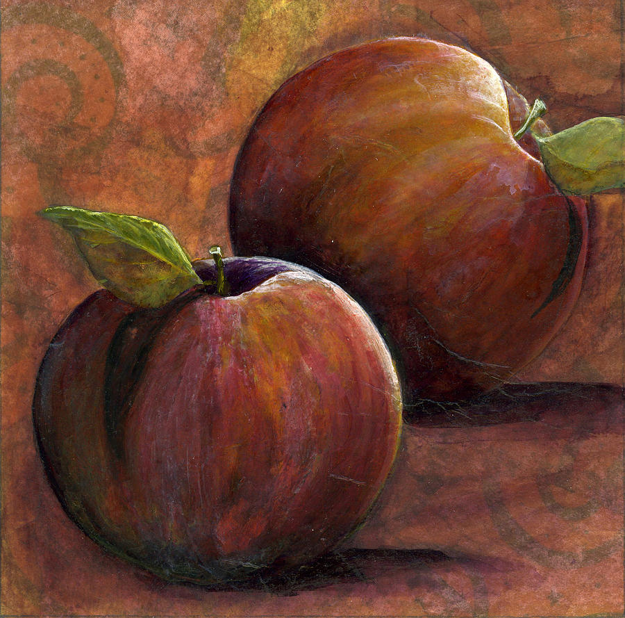 Two Apples Painting by Sandy Clift
