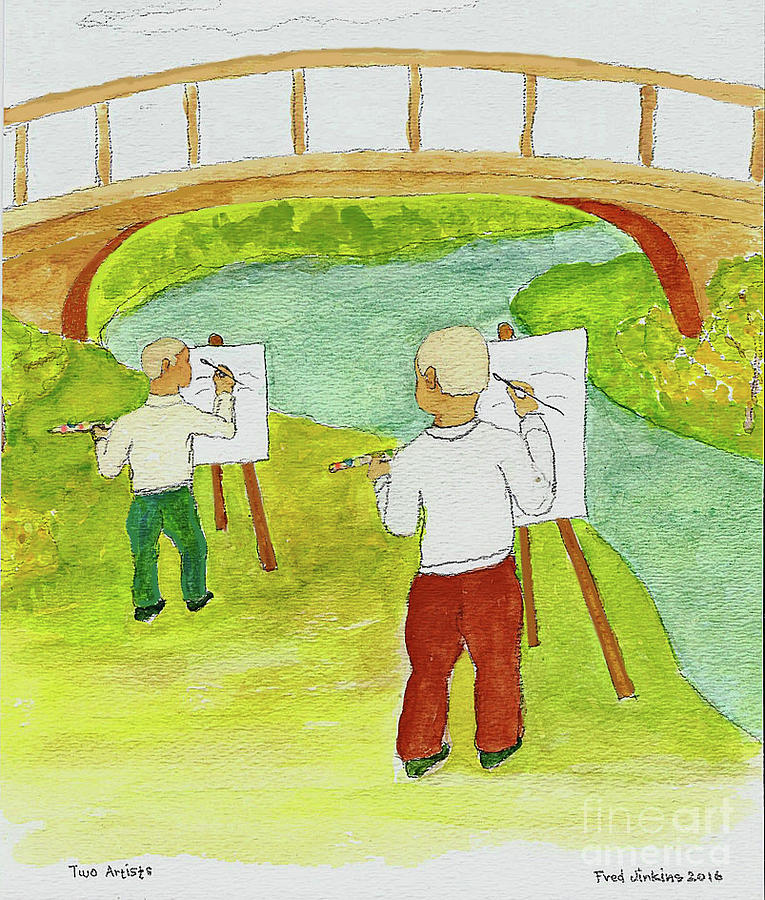 Bridge Painting - Two Artists by Fred Jinkins