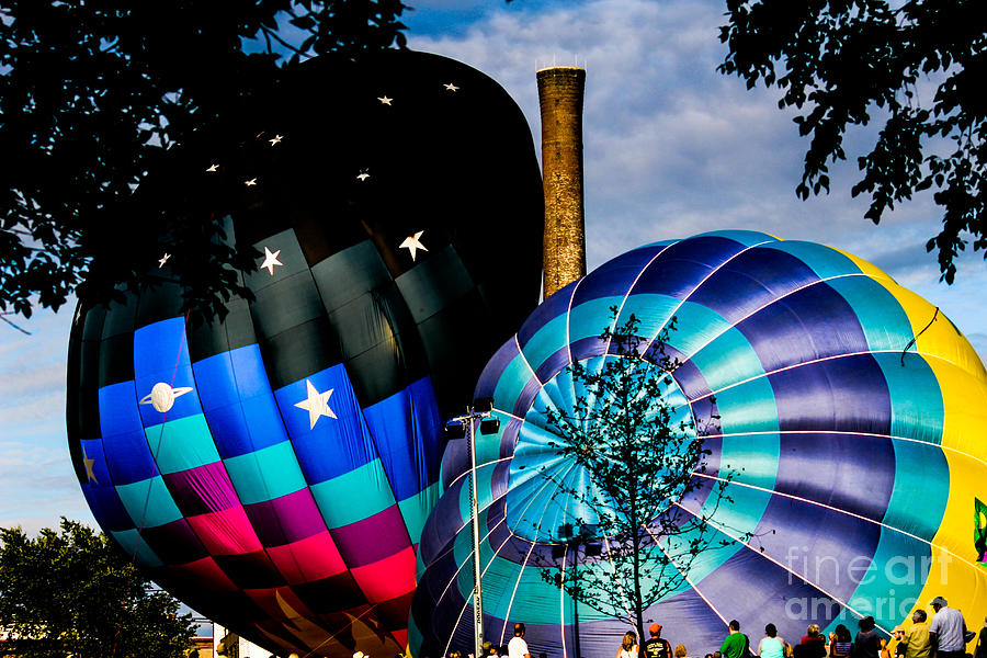 Nature Photograph - Two Balloons and a Smoke Stack by Victory Designs