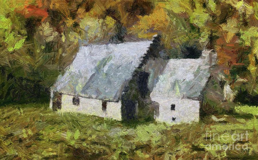Two Barns Painting by Dragica Micki Fortuna