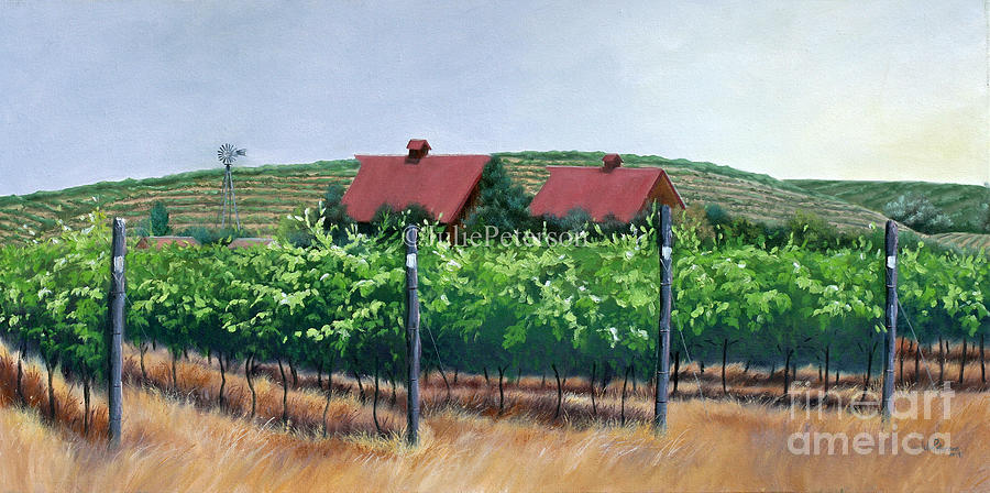 Two Barns Painting by Julie Peterson