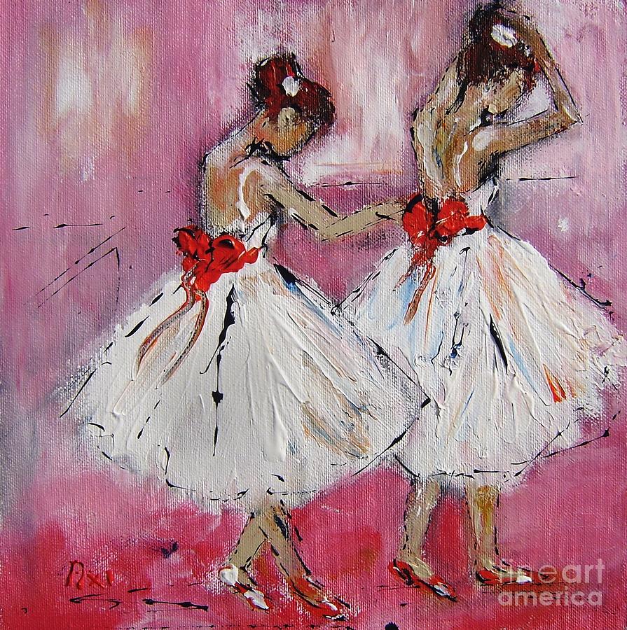 Two Beautiful Ballerina Girls Paintings Painting by Mary Cahalan Lee - aka PIXI