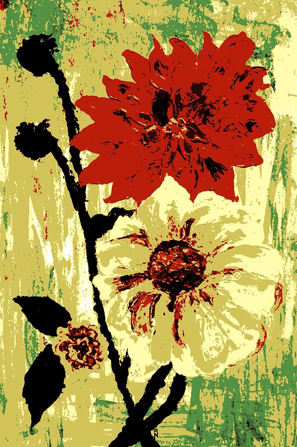 Two Big Flowers Painting by Sheri Parris