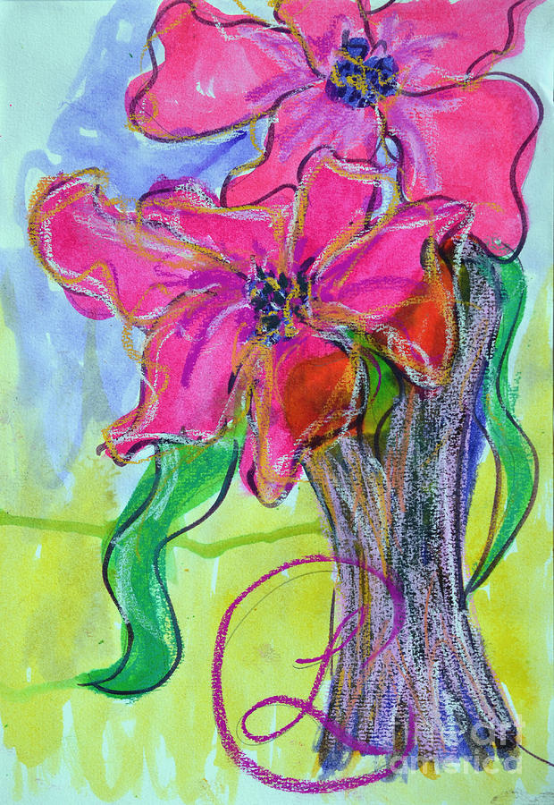Flower Painting - Two Big Pink Blooms by Lynda Cookson