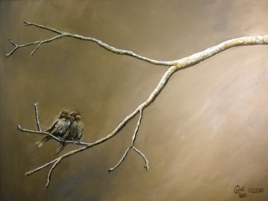 Two Birds on a Branch Painting by Cami Lee