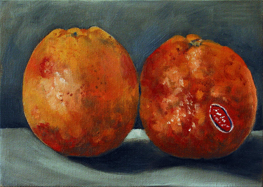 Two Blood Oranges Painting by Sarah Lynch