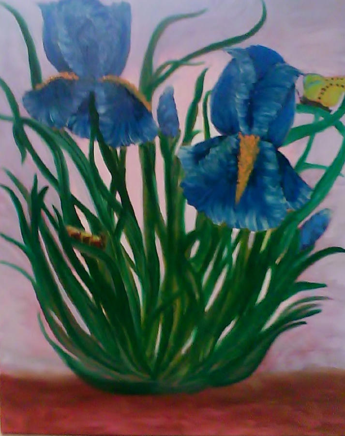 Floral Painting - Two Blooms, Two Buds, Two Bugs by Diana Robbins Floral Painting - Two Blooms, Two Buds, Two Bugs by Diana Robbins