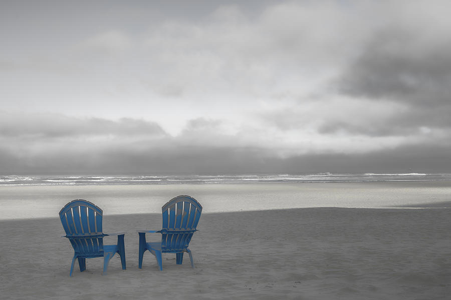 Two Blue Beach Chairs Photograph by Don Schwartz
