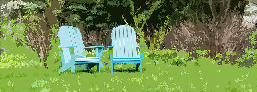 Two Blue Chairs 0810 Digital Art by Ginger Stein