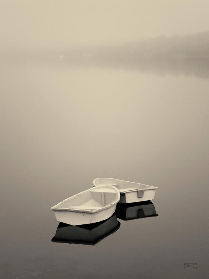 Boat Photograph - Two Boats and Fog Toned by David Gordon