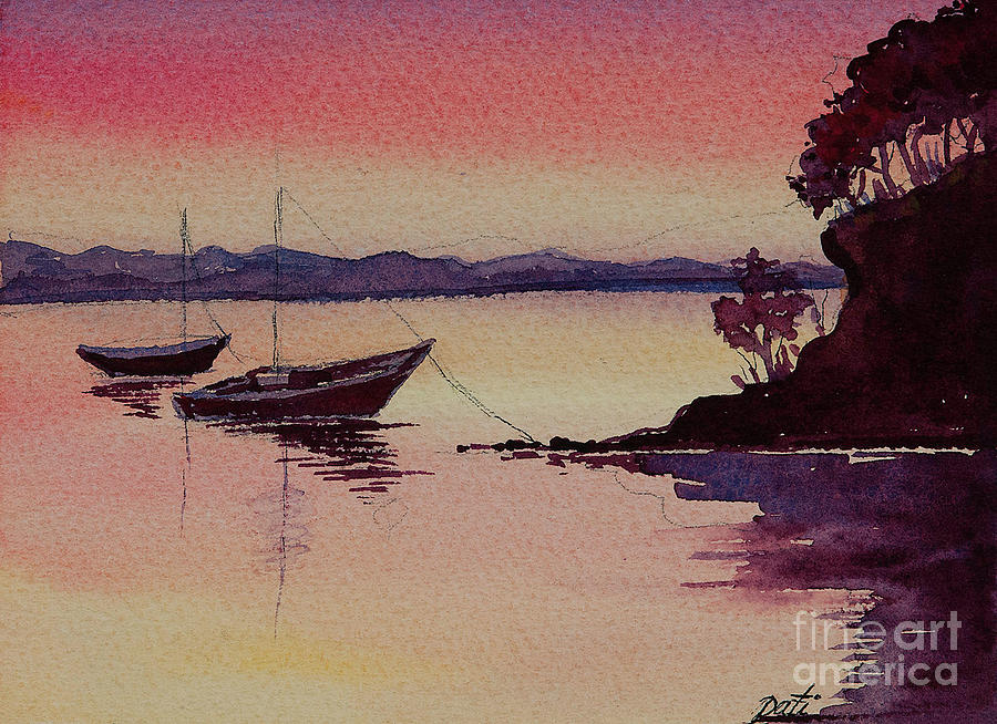 Two Boats Painting by Pati Pelz