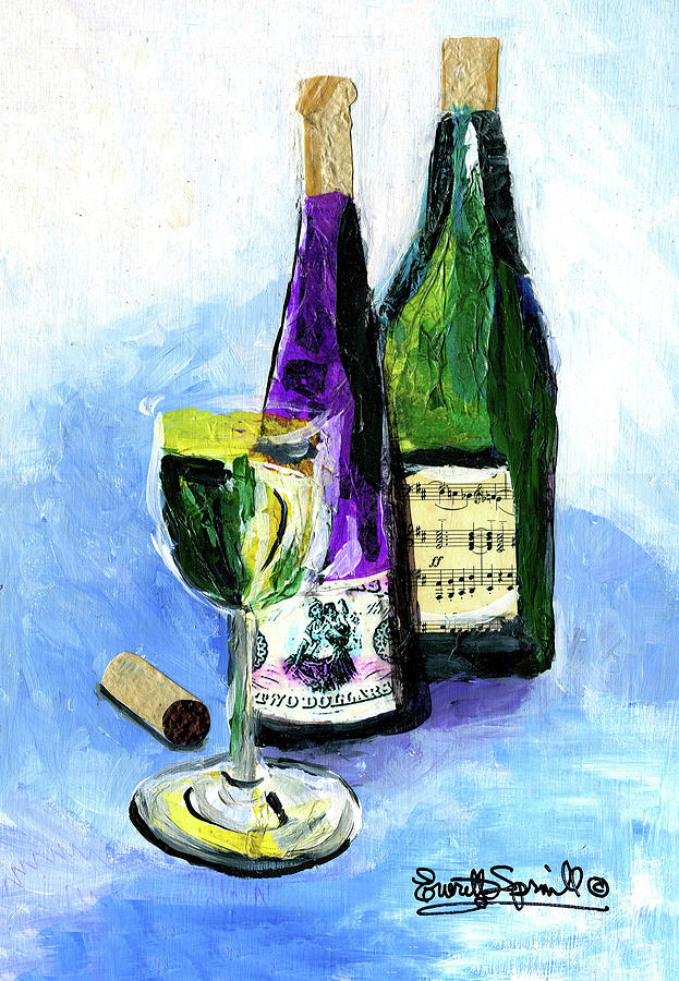 Two Bottles of Wine Painting by Everett Spruill
