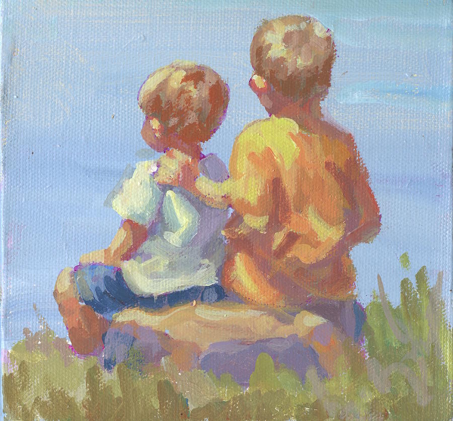 Two Boys Painting by Lucelle Raad - Fine Art America