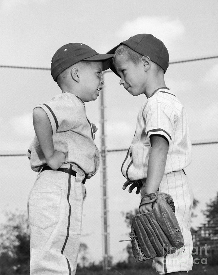 Two Boys Playing Baseball Arguing Photograph by H. Armstrong Roberts/ClassicStock
