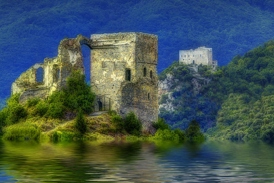 TWO CASTLES ON THE LAKE Zuccarello e Castelvecchio di Rocca Barbena Photograph by Enrico Pelos
