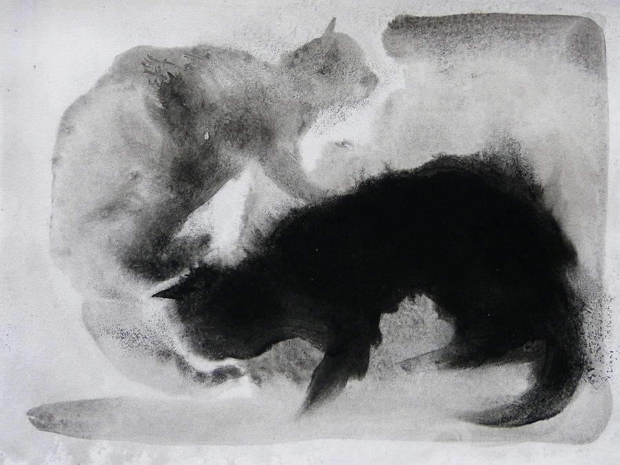 Two cats Drawing by Frederic Belaubre - Fine Art America