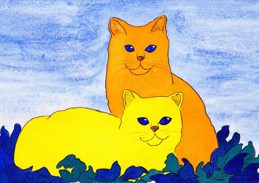 Animal Painting - Two Cats by Michaela Bautz