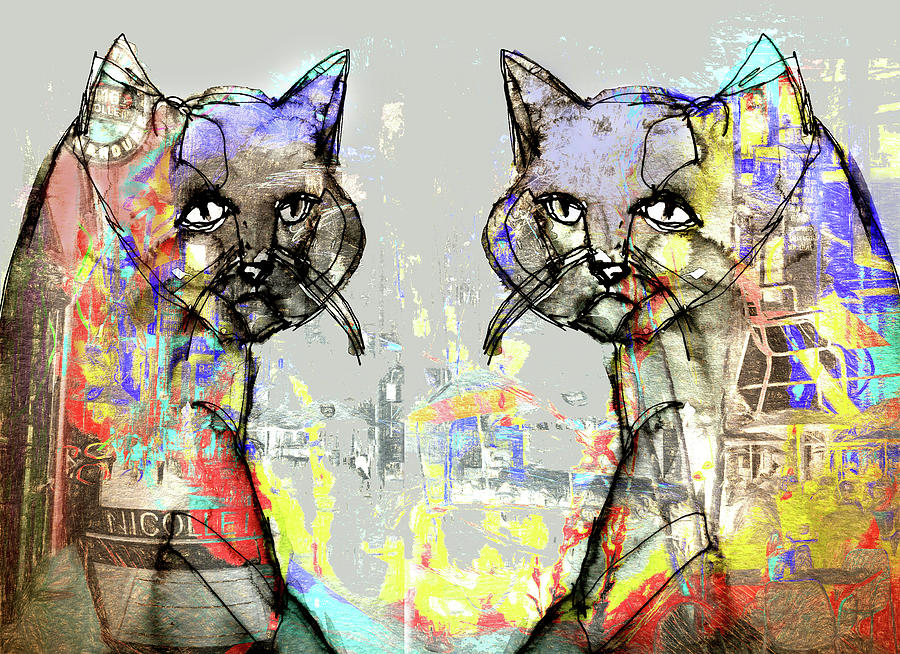 Two Cats Digital Art by Susan Stone