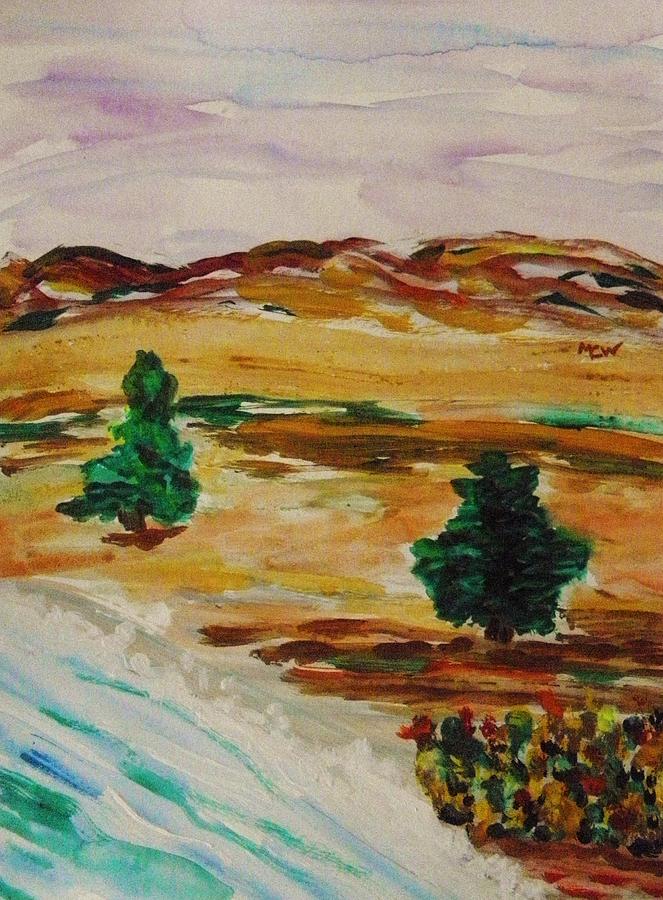 Two Cedars by the Sea Painting by Mary Carol Williams