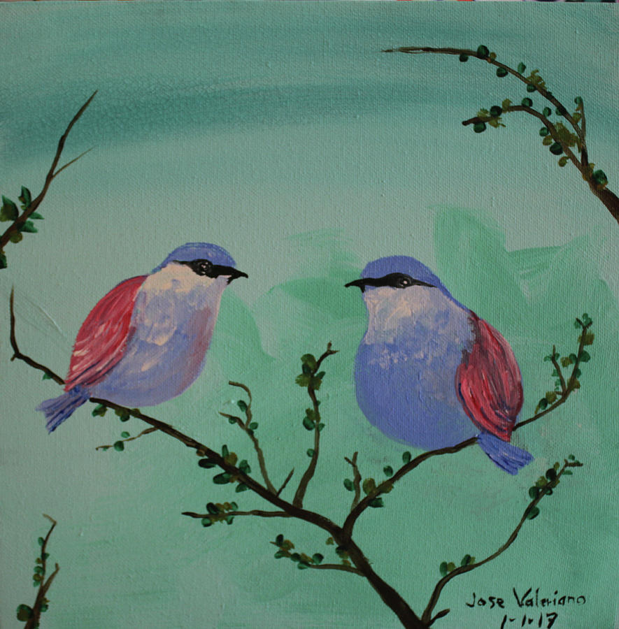 Two Chickadees Painting by Martin Valeriano