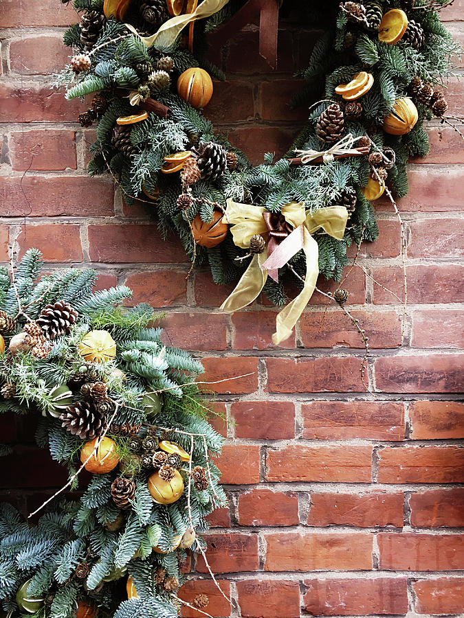 Two christmas wreaths Photograph by Tom Gowanlock